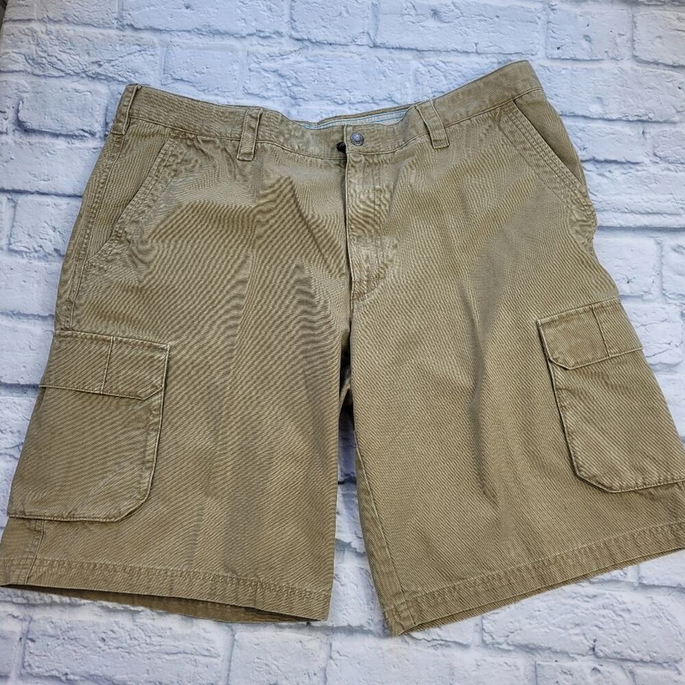 Columbia Cotton Twill Tan Cargo Shorts Gorpcore Hiking Fishing size 38